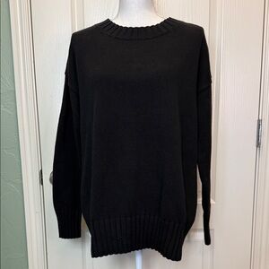 NEW GAP Black Cotton Relaxed Tunic Crew Neck Sweater for Women size Small